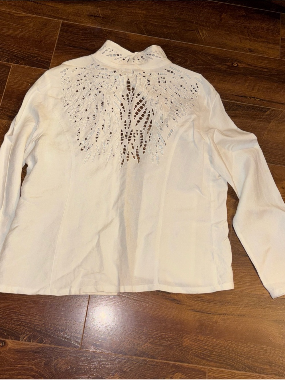 Vintage Jennifer Eden Embroidered Linen  High Neck Open Front Jacket 10